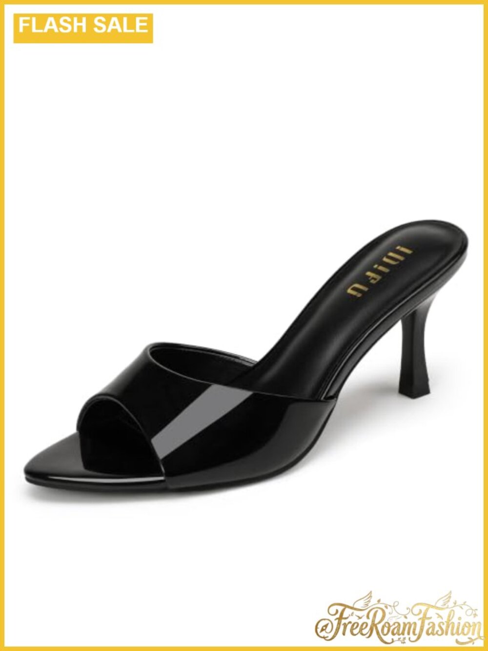 Kitten Heel Mule Sandals Pointed Peep Toe Slip On Heels